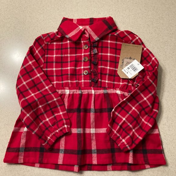 Red Plaid Dress/Top and Pajama Set Girls 2T - Picture 2 of 15